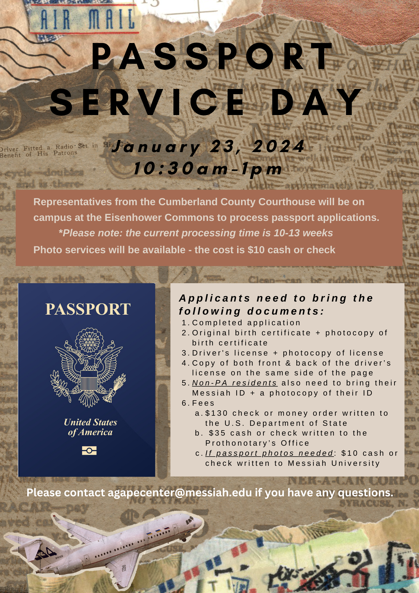Flyer with information about passport services day