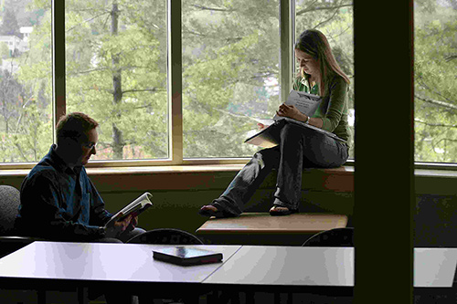 Students studying at the resource room.