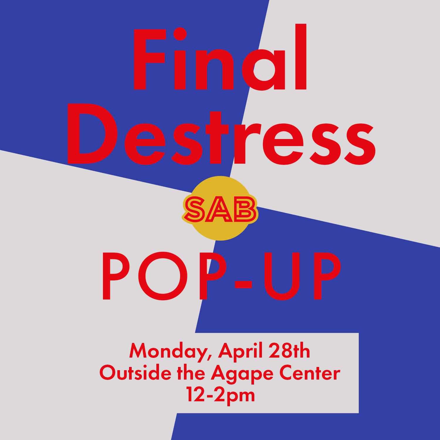 Sab finals destress event poster
