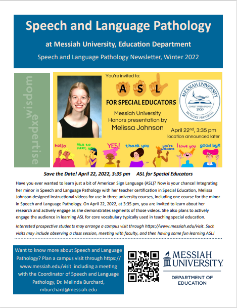 Speech and Language Pathology cover features student Melissa Johnson