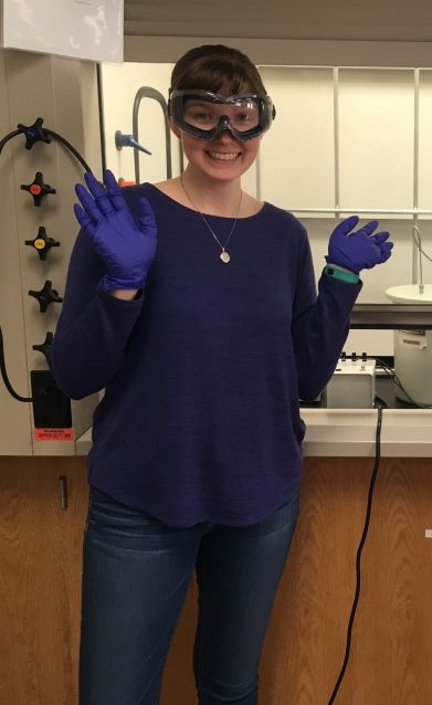 Chemistry and Biochemistry Sarah O'Boyle in lab