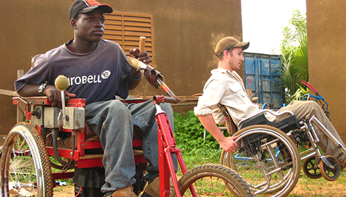 Disabled people in a tricycle chair from the Collaboratory