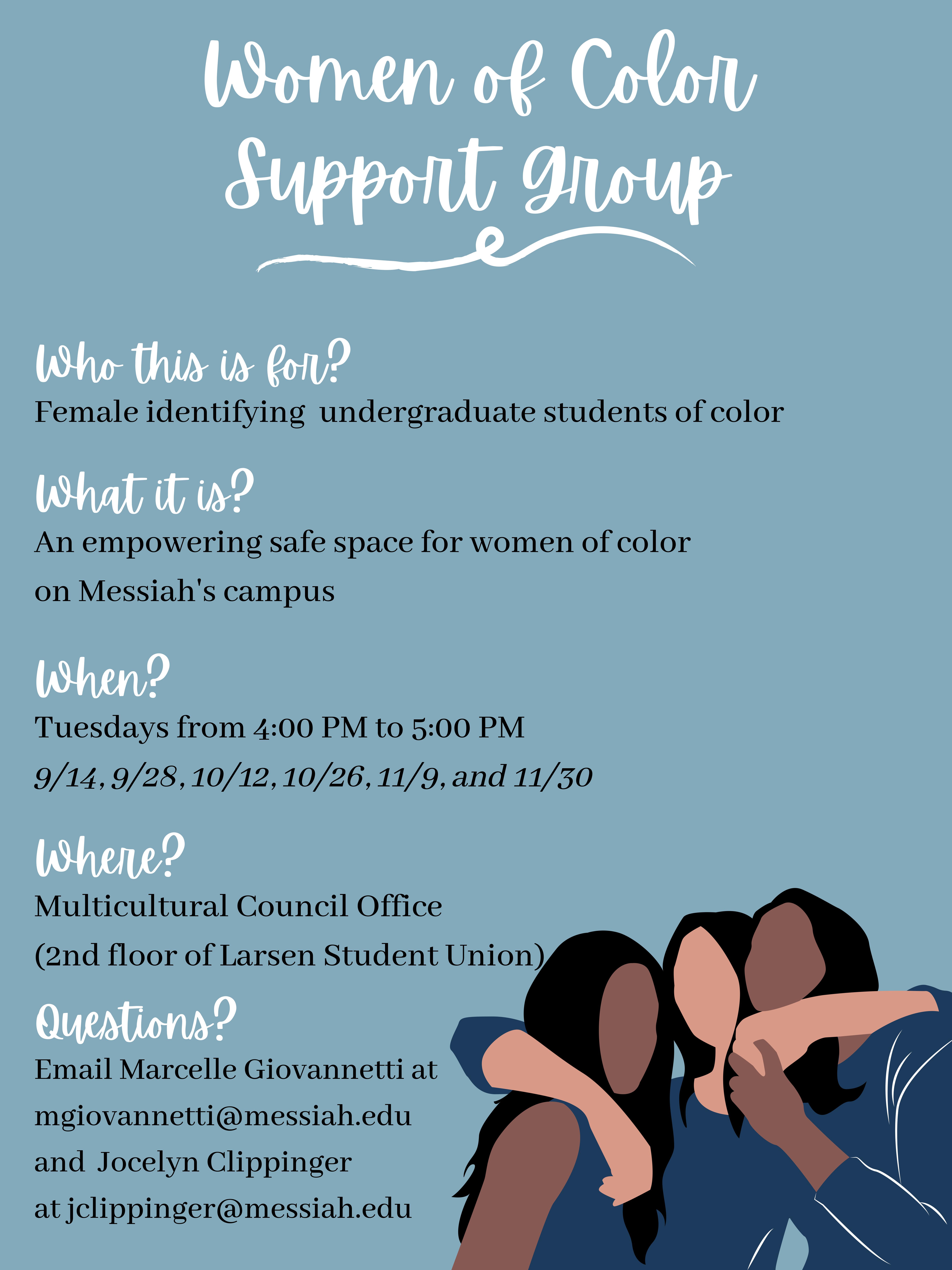 Women of color support group flyer fall 2021