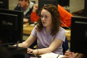 female student in lab