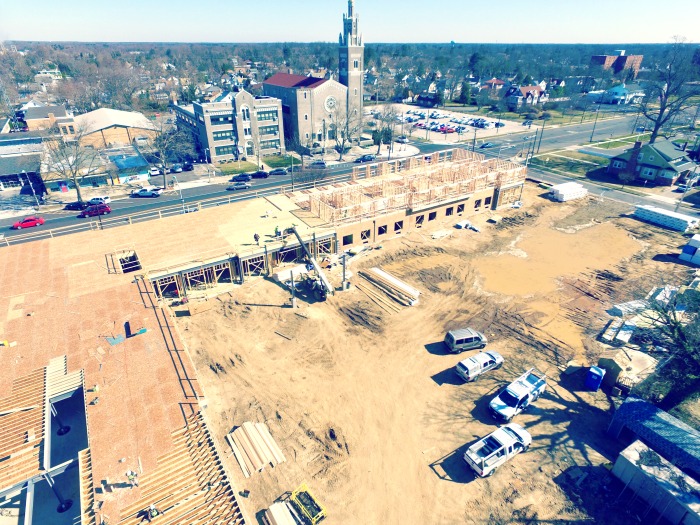 A giant plot of land exposed and being prepared prior to construction of a building.