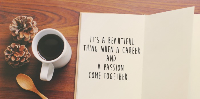 Book with text about career meeting passion