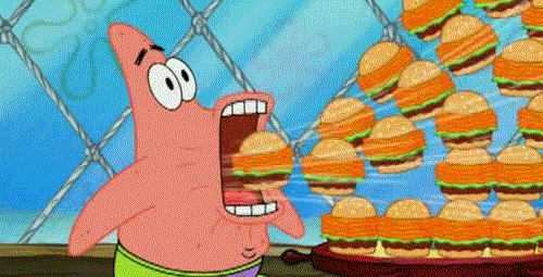Patrick from spongebob eating food