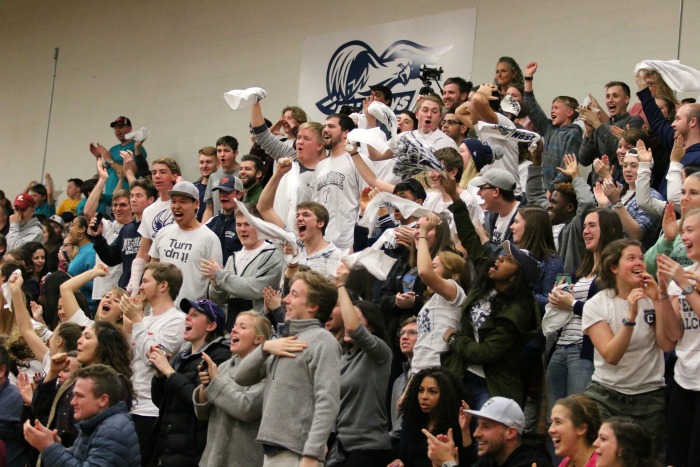 Student section at a white-out game