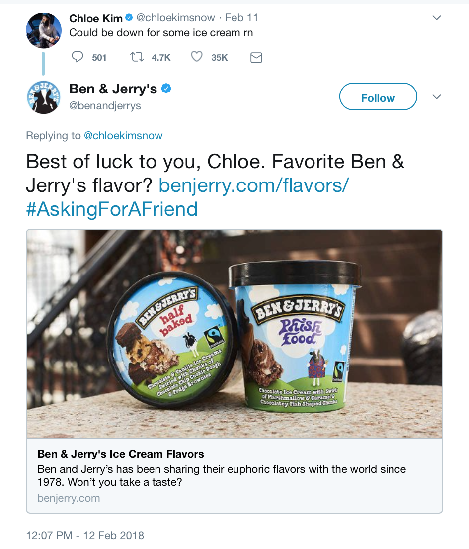 Chloe Kim Ice cream tweets