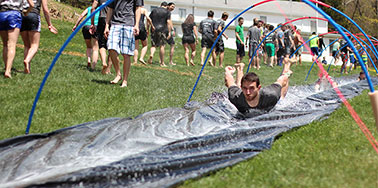 Messiah college students slide