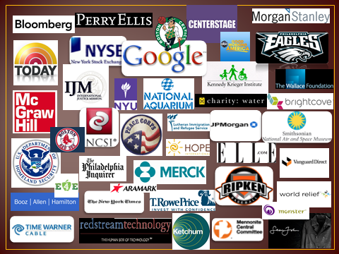 Sample visual representation of past employers from Messiah College's Into the City Program