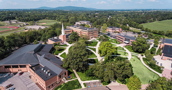 Aerial view of Messiah University campus