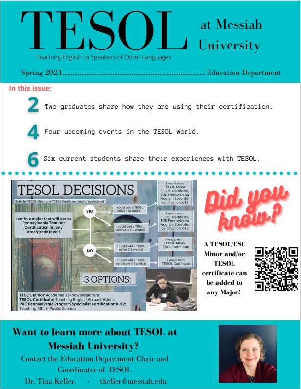 Cover of Spring 2021 TESOL newsletter