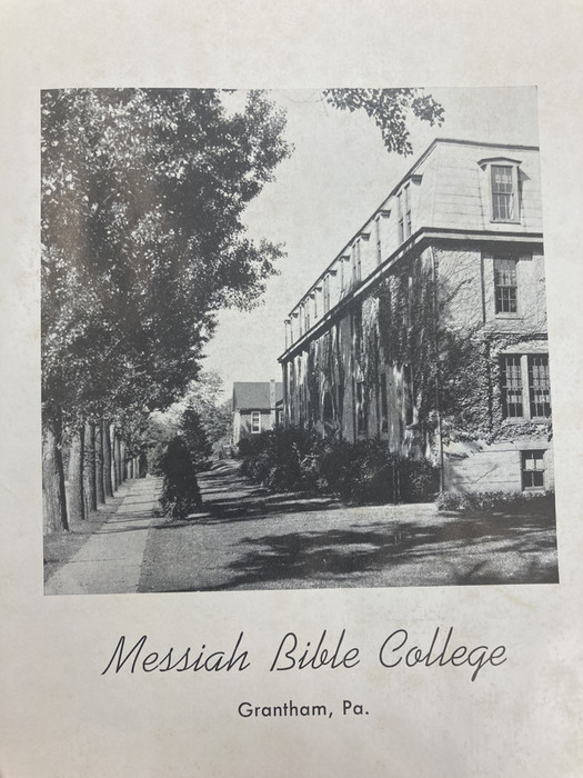 An archival photo of Old Main from Messiah Bible College. 