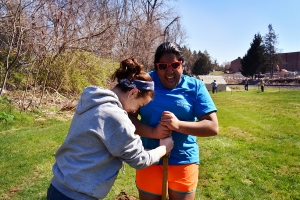 Digging holes for the new fence