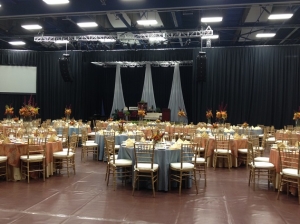 Tables set up for banquet