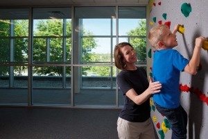 MOT pediatric lab climbing wall