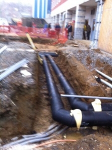 Underground chilled and condensing waterlines