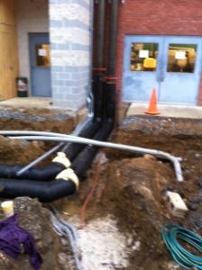 Underground chilled and condensing waterlines