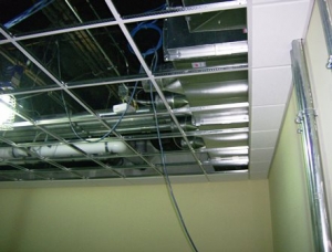 Hostetter ground floor ceiling grid perimeter tile