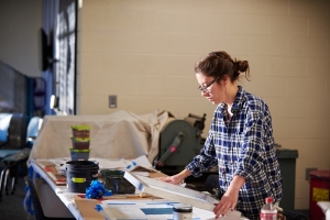 Screen-printing in the printmaking studio