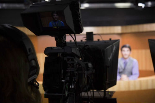 broadcasting student being filmed