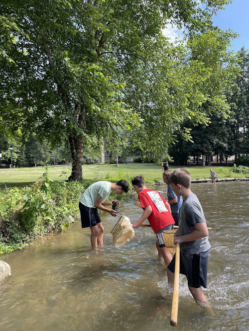 Boys with nets in creek