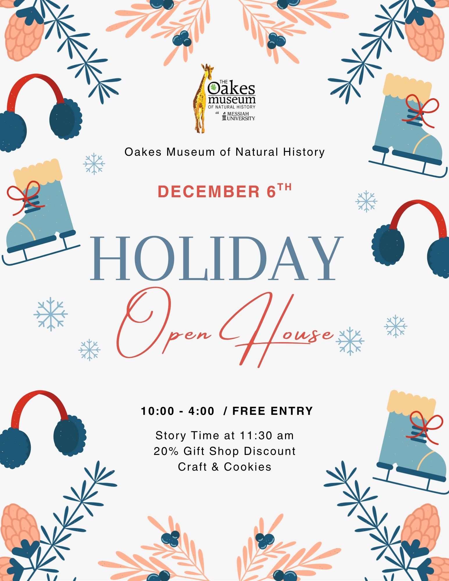 December 6th Holiday Open House at the Oakes Museum 10-4:00