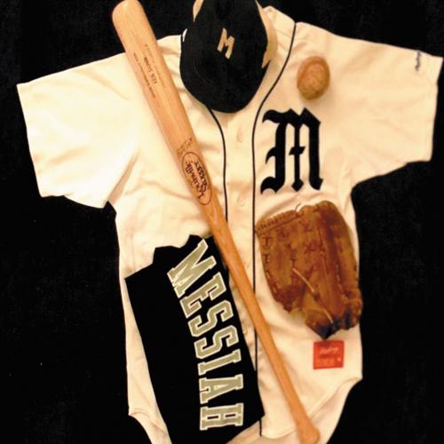 Messiah College baseball uniform and glove
