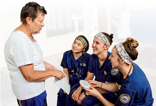 Messiah nursing students and a patience