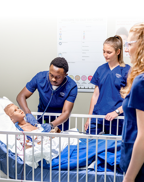 Nursing students during a patient simulation