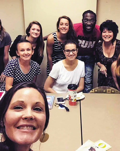 Students in class with Prof. Nance McCowan
