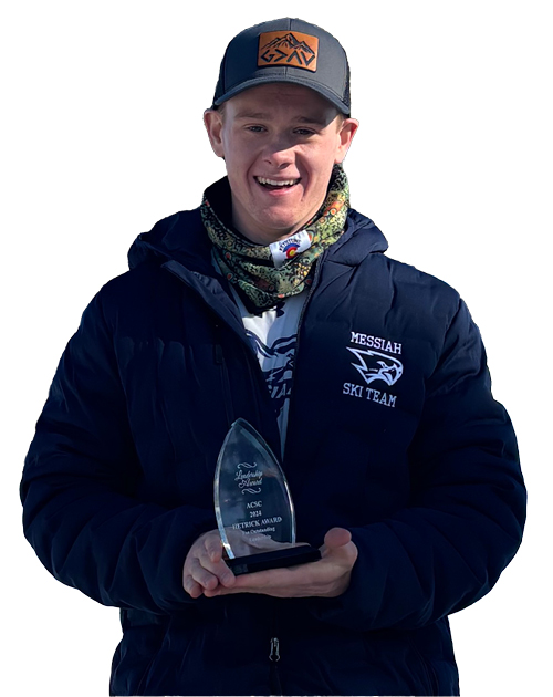 Caleb with award
