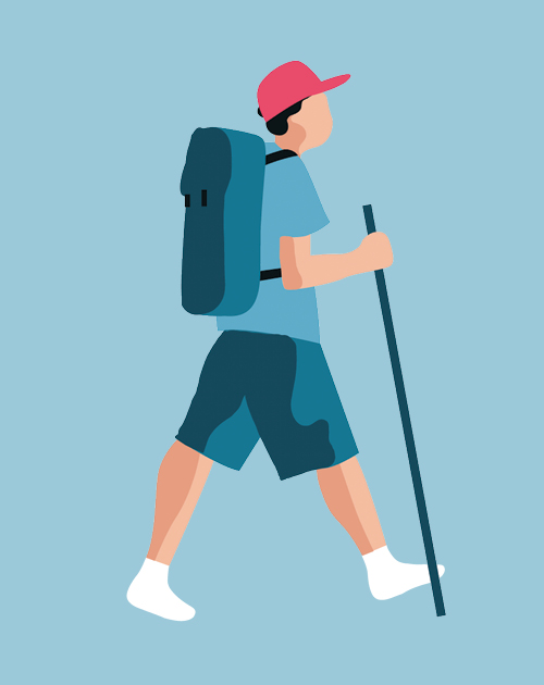 Illustration of man with a walking stick
