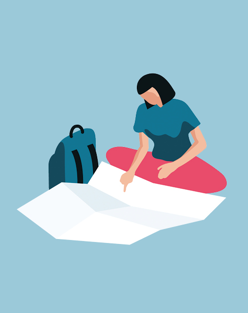 Illustration of woman with a map