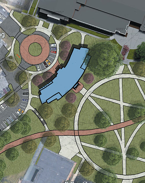 Kim S Phipps admissions and welcome center architect's rendering