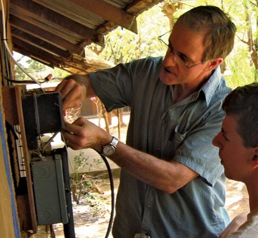 working on eletrical outside on a shed