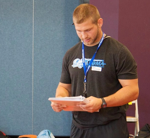 student working on a workout program
