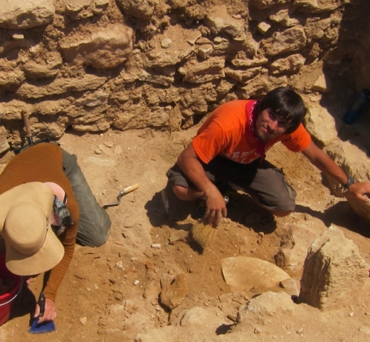 Students doing archaeology