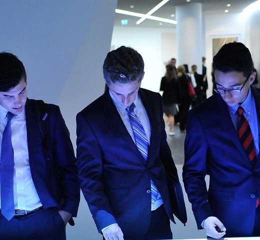 students dressed up in a museum
