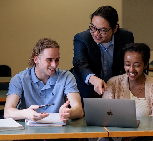 Students working together in a classroom