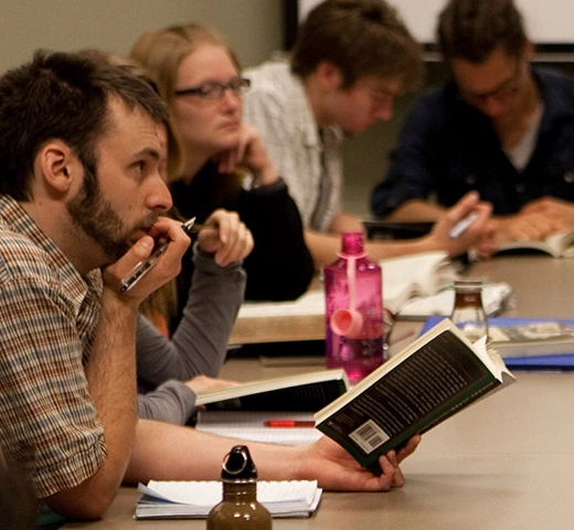 Students studying the bible