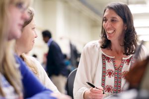 Students teaching speech cards 