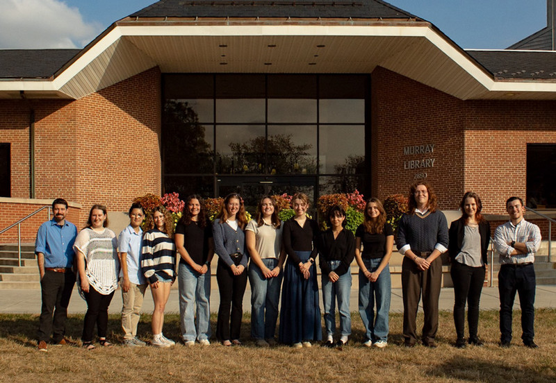 The Writing Center's tutors standing outside of Murray Library.